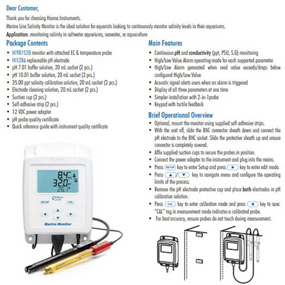 Hanna HI981520 Monitor pH/Salinity/Temperature